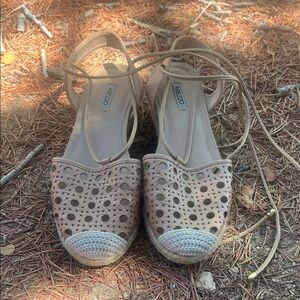 Arezzo Beige Perforated Espadrille Flats size 6 / 6.5